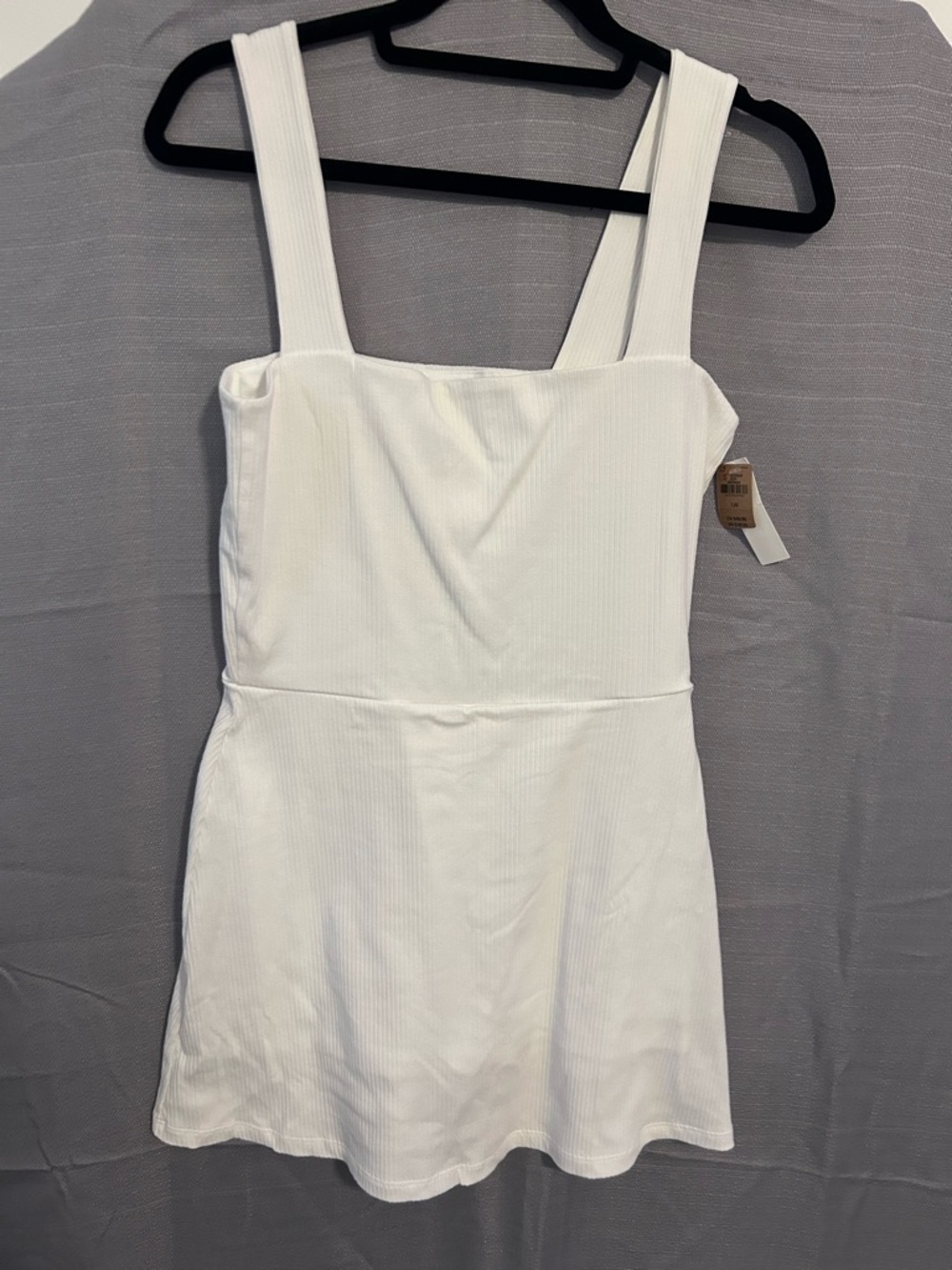 Classic White Ribbed Square-Neck Romper